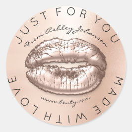 Gemaakt met liefde blush kus Roos gouden make-up l Ronde Sticker