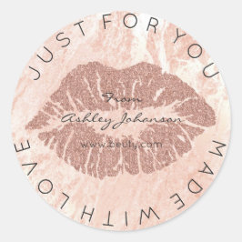 Gemaakt met Liefde Blush Lipstick Roos Pin Make-up Ronde Sticker