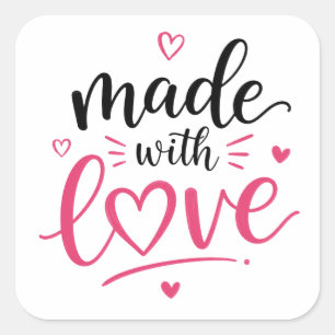 Gemaakt met Liefde Chic Grafisch Vel van Vierkante Sticker