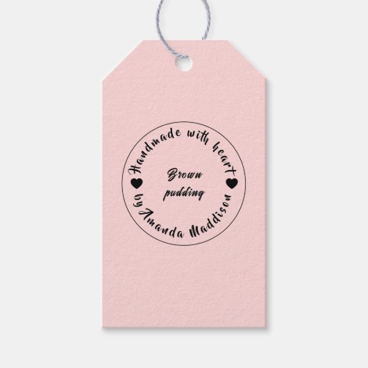 Gemaakt met Liefde Crème Hart Ontwerp Cadeaulabel (Voorkant)