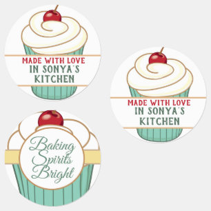 Gemaakt met liefde cupcake gepersonaliseerd labels