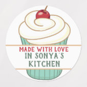 Gemaakt met liefde cupcake gepersonaliseerd labels (Design 2)