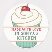 Gemaakt met liefde cupcake gepersonaliseerd labels (Design 1)