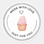 Gemaakt met liefde Cupecake Sticker (Voorkant)