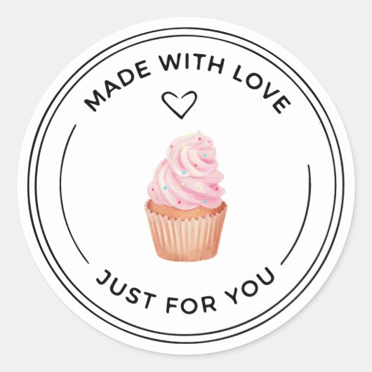 Gemaakt met liefde Cupecake Sticker (Voorkant)