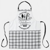 Gemaakt met liefde Custom Name Grey Buffalo Plaid Schort (Voorkant)