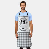 Gemaakt met liefde Custom Name Grey Buffalo Plaid Schort (Gedragen)