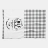 Gemaakt met liefde Custom Name Grey Buffalo Plaid Theedoek (Horizontaal)