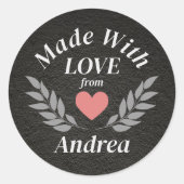 Gemaakt met Liefde Custom Name Ronde Sticker (Voorkant)