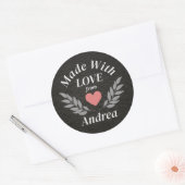 Gemaakt met Liefde Custom Name Ronde Sticker (Envelop)