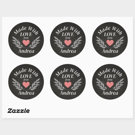 Gemaakt met Liefde Custom Name Ronde Sticker (Vel)