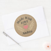 Gemaakt met Liefde Custom Name Ronde Sticker (Envelop)