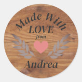 Gemaakt met Liefde Custom Name Ronde Sticker (Voorkant)