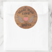 Gemaakt met Liefde Custom Name Ronde Sticker (Tas)