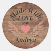 Gemaakt met Liefde Custom Name Ronde Sticker (Voorkant)