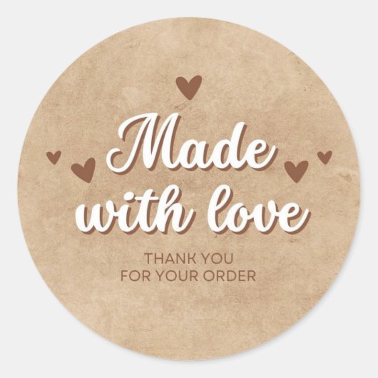 Gemaakt met liefde Dank u voor uw bestelling Ronde Sticker (Voorkant)