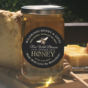 Gemaakt met Liefde Door Bijen Late Zomer 2023 Honi Ronde Sticker