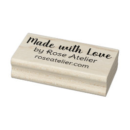 Gemaakt met Liefde door Uw Winkel Naam Aangepast B Rubberstempel