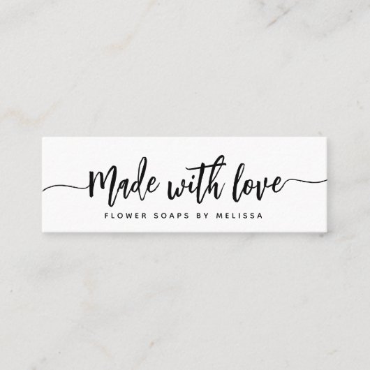 Gemaakt met liefde Eenvoudig elegant script, klein Mini Visitekaartje (Voorkant)