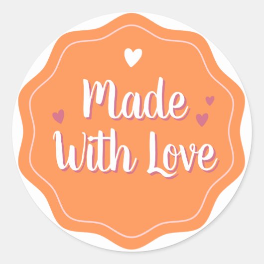 Gemaakt met liefde | Eenvoudige minimalistische Cu Ronde Sticker (Voorkant)