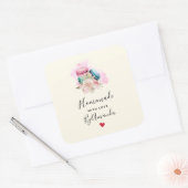 Gemaakt met Liefde Elegante Macarons in Waterverf Vierkante Sticker (Envelop)
