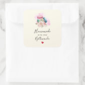 Gemaakt met Liefde Elegante Macarons in Waterverf Vierkante Sticker (Tas)