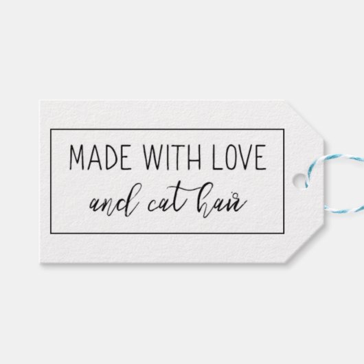 Gemaakt met Liefde en Kattenhaar Gift Label Cadeaulabel (Voorkant (Horizontaal))