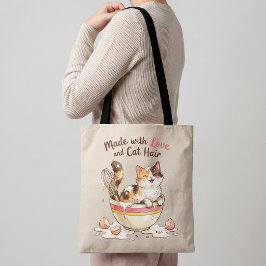 Gemaakt met Liefde en Kattenhaar Grappige Kattenmo Tote Bag