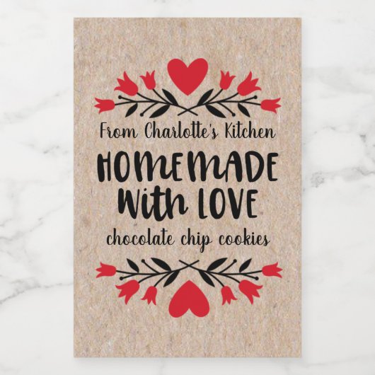 Gemaakt met Liefde Eten en Drank Label Set Voedselcontainer Etiket (Enkel label)