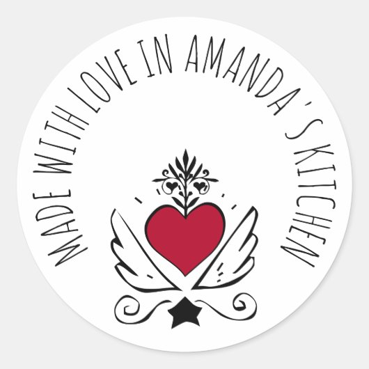 Gemaakt met Liefde Etiket Sticker Red Heart (Voorkant)