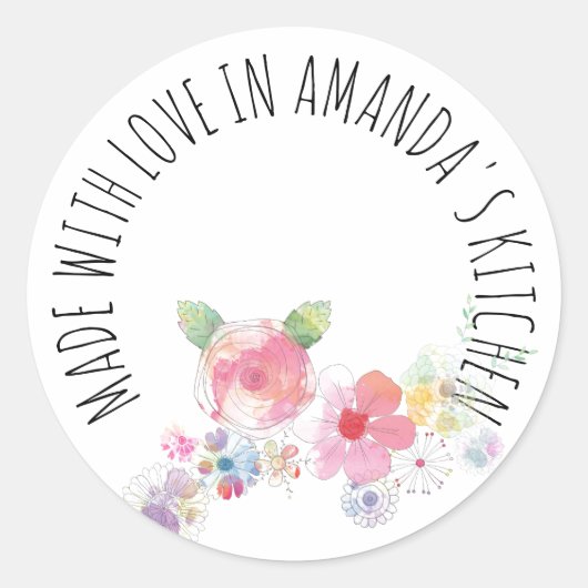 Gemaakt met liefde Floral Ronde Sticker (Voorkant)