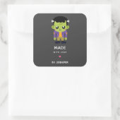 Gemaakt met Liefde Frankenstein Monster Halloween Vierkante Sticker (Tas)