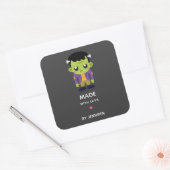 Gemaakt met Liefde Frankenstein Monster Halloween Vierkante Sticker (Envelop)