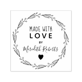 Gemaakt met liefde gepersonaliseerd botanisch krui  zelfinktende stempel