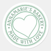 Gemaakt met liefde Gepersonaliseerd Hart Zelfgemaa Ronde Sticker (Voorkant)