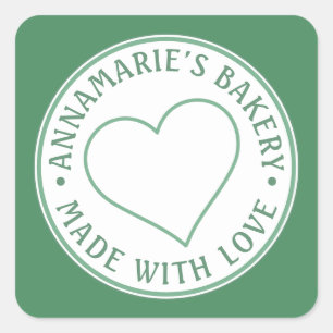 Gemaakt met liefde Gepersonaliseerd Hart Zelfgemaa Vierkante Sticker