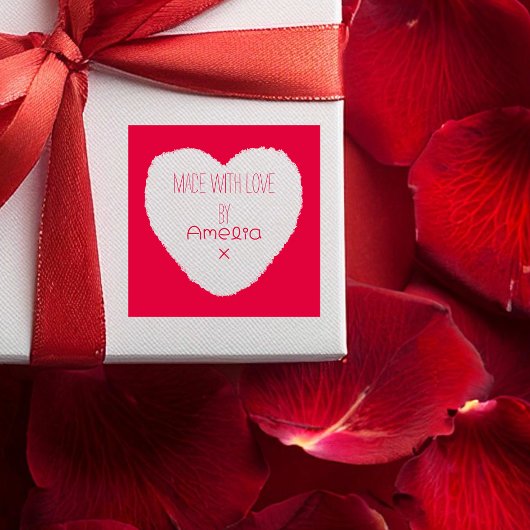 Gemaakt met liefde, gepersonaliseerd hart zelfinktende stempel