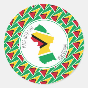 Gemaakt met liefde Gepersonaliseerde Guyana-vlag G Ronde Sticker