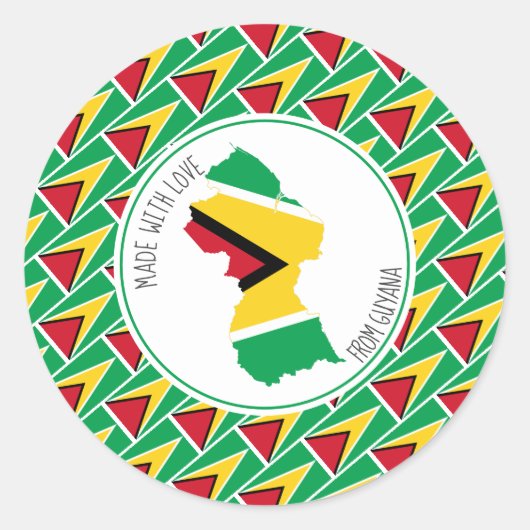 Gemaakt met liefde Gepersonaliseerde Guyana-vlag G Ronde Sticker (Voorkant)
