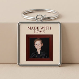 GEMAAKT MET LIEFDE Gepersonaliseerde kinderfoto Sleutelhanger