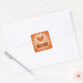 Gemaakt met liefde Gingham Sinaasappel Vierkante Sticker (Envelop)