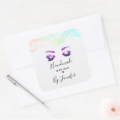 Gemaakt met Liefde Glamoureuze Paarse Eyes Waterve Vierkante Sticker (Envelop)