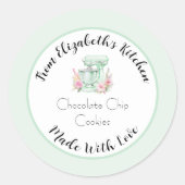 Gemaakt met liefde Groene Bloemen Mixer Home Gebak Ronde Sticker (Voorkant)
