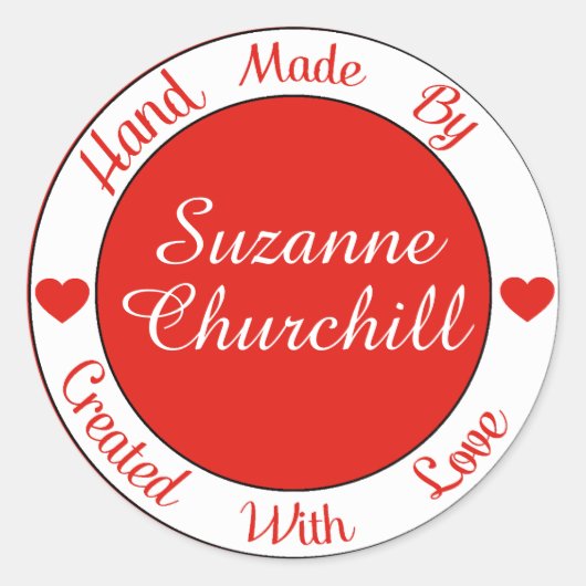 Gemaakt met liefde - Hand Made By - Sticker - SRF (Voorkant)