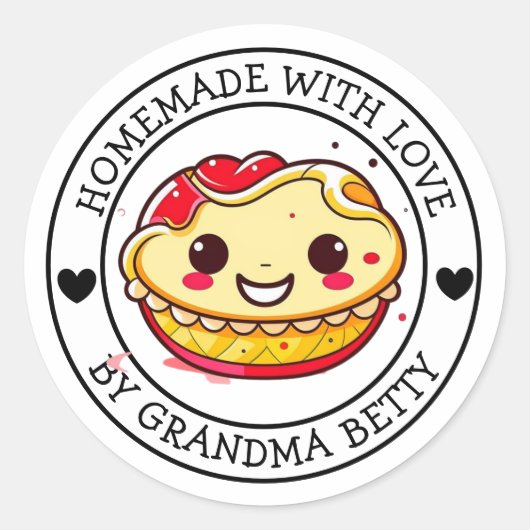 Gemaakt met Liefde, Handgemaakte Taartlabels Ronde Sticker (Voorkant)