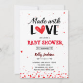 Gemaakt met liefde hart baby shower kaart (Voorkant)