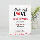 Gemaakt met liefde hart babyshower kaart (Staand voorkant)