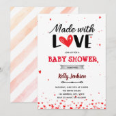 Gemaakt met liefde hart babyshower kaart (Voorkant / Achterkant)