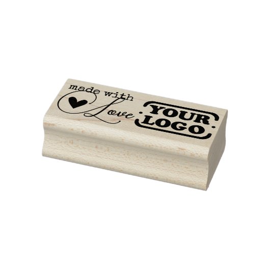 Gemaakt met Liefde Hart Eenvoudige Stijlvolle Logo Rubberstempel (Stempel)