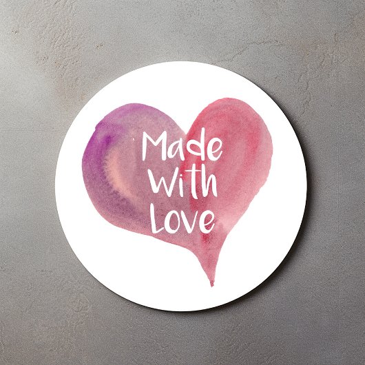 Gemaakt met liefde, hartsticker ronde sticker